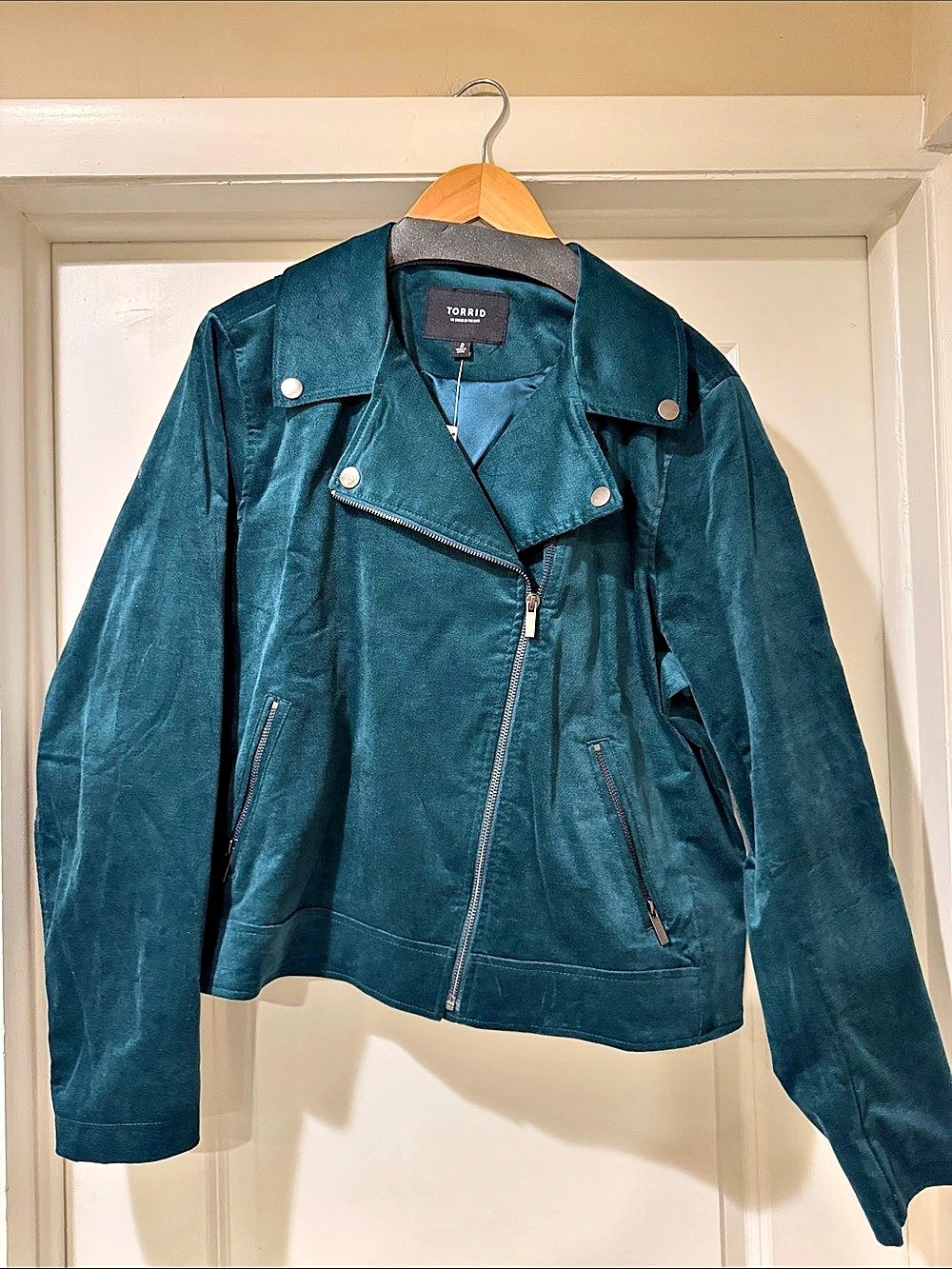 Torrid Velveteen Moto Jacket Green Size 2X